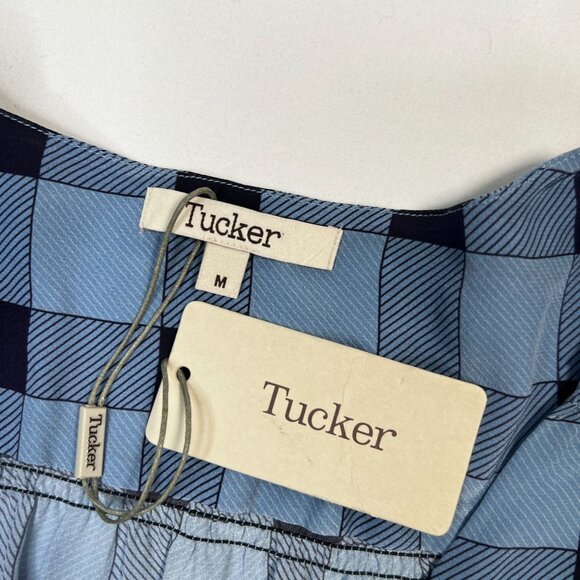 NWT Tucker Chelsea Dress Mini Picnic Plaid Crepe de Chine Silk Blue Medium - Picture 4 of 12